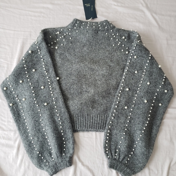 Zara Crop Pearl Sweater Small - Picture 4 of 7